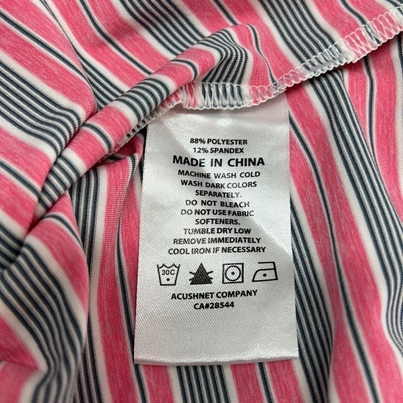Footjoy Shirt Men's Large Pink Striped Short Sleeve Polo Golf Shirt - Picture 6 of 6